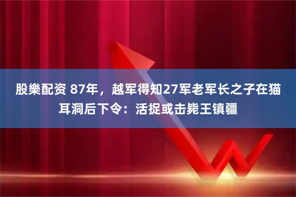 股樂配资 87年，越军得知27军老军长之子在猫耳洞后下令：活捉或击毙王镇疆